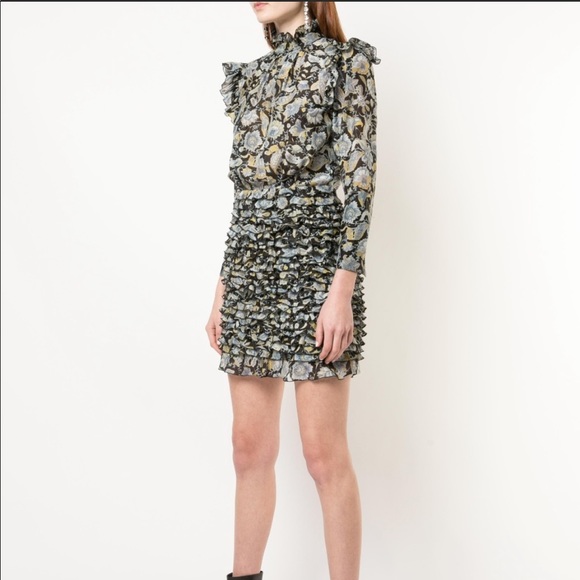 Robert Rodriguez 6 Silk Cotton Print Ruffle Dress - Picture 12 of 16